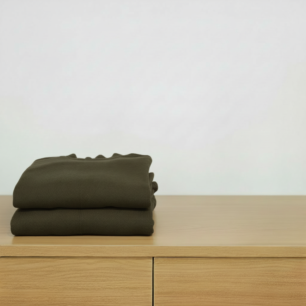 Damen Pullover-Kleid mit Langarm – Khaki-Grün & Beige