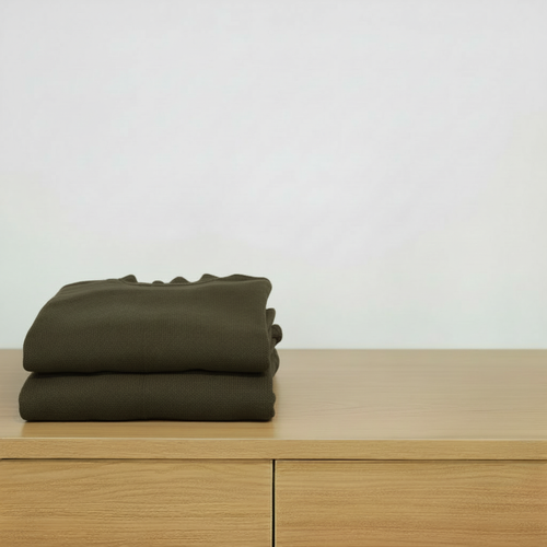 Damen Pullover-Kleid mit Langarm – Khaki-Grün & Beige