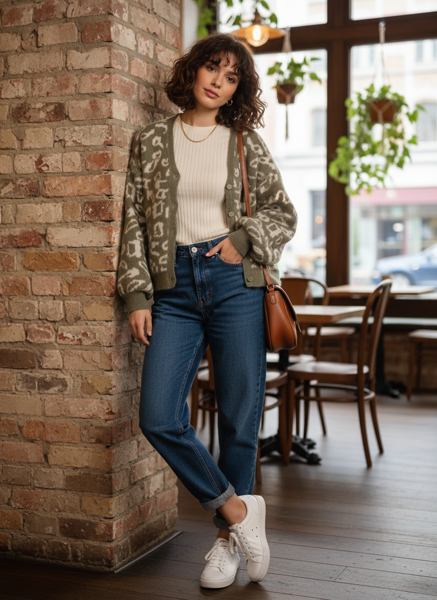 Strickjacke mit Muster – Langarm