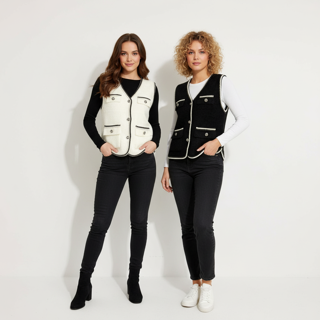 Elegante Damenweste mit Kontrastdetails